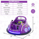 Purple 12V Electric Ride-On Car with Remote Control and LED Light Features Magic Cars 3