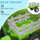 12V Electric Ride-On Tractor with Trailer and 25W Dual Motors in Green Magic Cars 4