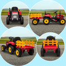 12V Electric Ride-On Tractor with Trailer, 25W Dual Motors, Red Magic Cars 10