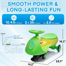 12V Rechargeable Wiggle Car Ride-On Toy with Pedal - Green & Yellow Magic Cars 4