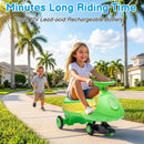 12V Rechargeable Wiggle Car Ride-On Toy with Pedal - Green & Yellow Magic Cars 7