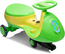 12V Rechargeable Wiggle Car Ride-On Toy with Pedal - Green & Yellow Magic Cars Variant 0