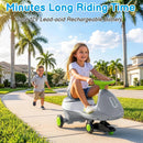 12V Rechargeable Wiggle Car Ride-On Toy with Pedal in Grey and White Magic Cars 7