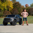 12V Ford F-150 Raptor Battery-Powered Ride-On Toy for Kids 3+ Carbonized Grey Magic Cars 4
