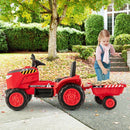 12V Red Toddler Ride-On Tractor Toy with Trailer and Remote Control Magic Cars 12