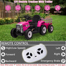 12V Battery-Powered Electric Kids Tractor with Trailer Toddler Ride-On Car and Remote Control Magic Cars 3