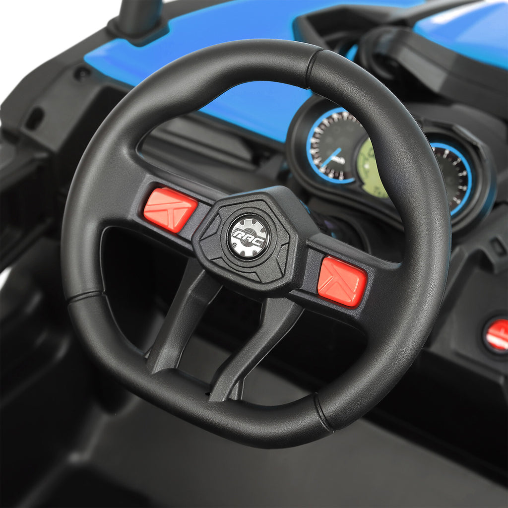 Blue Rides For Kids 12V Kids Blue Ride On UTV Vehicle Electric Off-Road Car with Music, LED, RC
