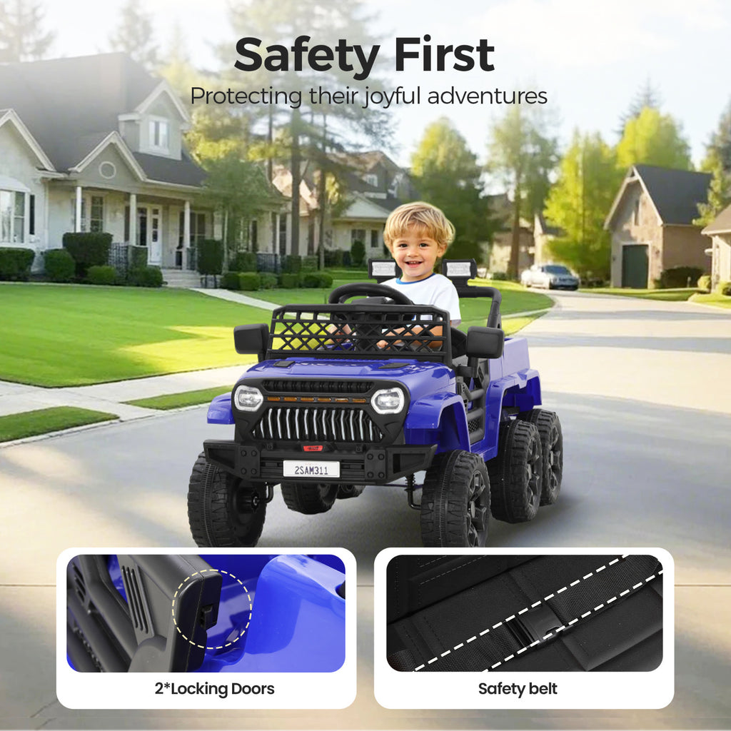 Remote Control Riding Cars For Kids 12V Kids Electric Car Ride On Toy 6 Wheels Parent Remote Control for ...