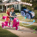 12V Kids Electric 3-Wheel Ride-On Motorcycle Scooter with Dual Motors and 2-Seater Design with LED Lights Magic Cars 2