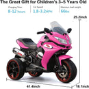 12V Electric Kids Motorcycle Pink 3-6 Years 3.5 km/h Adjustable Size 43-55 Inch Magic Cars 3