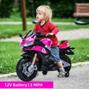 12V Kids Electric Ride-On Motorcycle Toy with Bluetooth Music, Auxiliary Wheels, and LED Lights Magic Cars 2