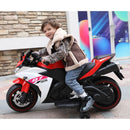 12V Kids Electric Ride-On Motorcycle Toy with Bluetooth Music, Auxiliary Wheels, and LED Lights Magic Cars 3