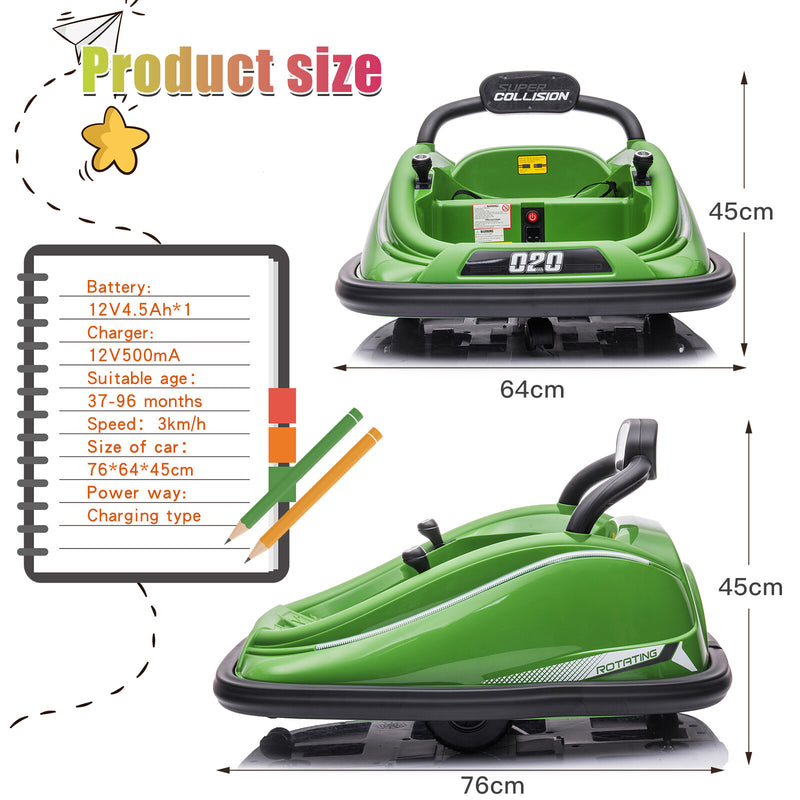 12V Kids Electric Ride On Bumper Car 360° Spinning Car Vehicle w/Remote ...