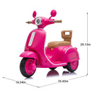 Rose Red 12V Electric 3-Wheel Scooter for Kids with LED Lights and Bluetooth Music Magic Cars 2