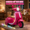 Rose Red 12V Electric 3-Wheel Scooter for Kids with LED Lights and Bluetooth Music Magic Cars 3
