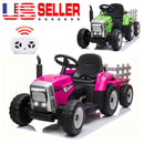 12V Kids Electric Ride-On Tractor Toy with Trailer and 3-Speed Remote Control Magic Cars 6