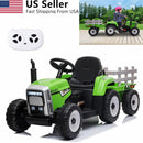12V Kids Electric Ride-On Tractor with Trailer and 3-Speed Remote Control Toy Vehicle Magic Cars 0
