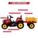 12V Kids Electric Ride-On Tractor with Trailer Battery Powered Car Toy and Remote Control Magic Cars 12