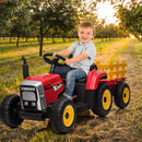 12V Kids Electric Ride-On Tractor with Trailer Battery Powered Car Toy and Remote Control Magic Cars 13