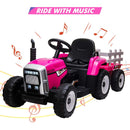 12V Kids Electric Ride-On Tractor with Trailer Battery Powered Car Toy and Remote Control Magic Cars 24