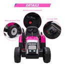 12V Kids Electric Ride-On Tractor with Trailer Battery Powered Car Toy and Remote Control Magic Cars 3