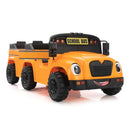 12V Kids Electric School Bus with Remote Control, 2 Seats and LED Lights, Orange Magic Cars 2