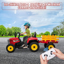 12V Battery-Powered Kids Electric Ride-On Tractor with Trailer and Remote Control Magic Cars 5