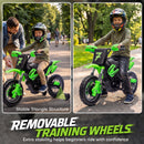 12V Electric Green Dirt Bike for Kids with Training Wheels Magic Cars 5