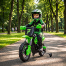12V Electric Green Dirt Bike for Kids with Training Wheels Magic Cars Variant 0