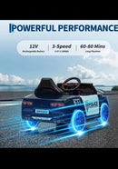 12V Police Ride-On Car for Kids with Remote Control, 3 Speed Settings, Lights and Sounds for Ages 3-8 Magic Cars 2