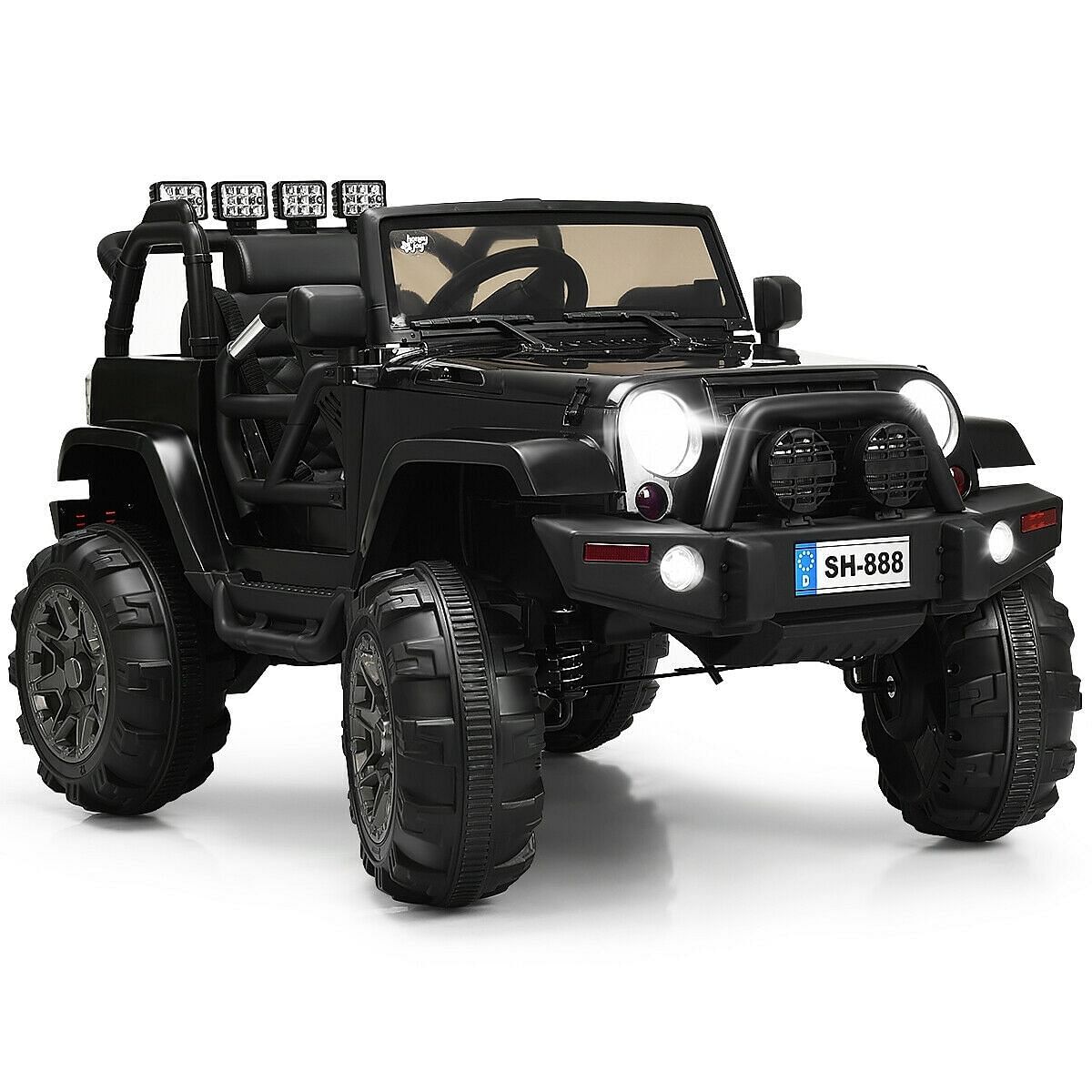 12V Kids Remote Control Riding Truck Car with LED Lights-Black - Color ...