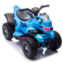 12V Children's Dinosaur-Themed Ride-On ATV with Music and LED Lights in Blue Magic Cars 18