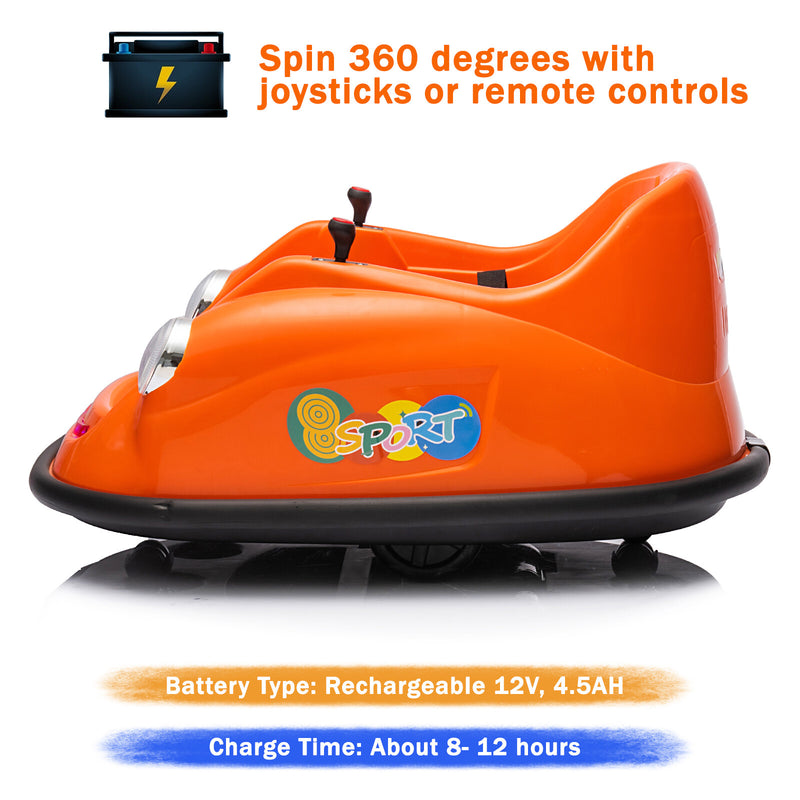 Revolving Remote Car 12V Kids Ride on Bumper Car 360° Spinning Electric Remote Toy w/LED ...