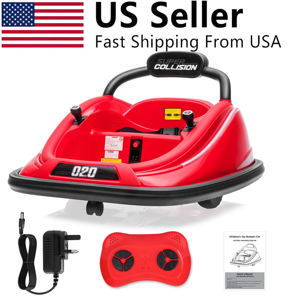 Revolving Remote Car 12V Kids Ride on Bumper Car 360° Spinning Electric Vehicle w/Remote ...