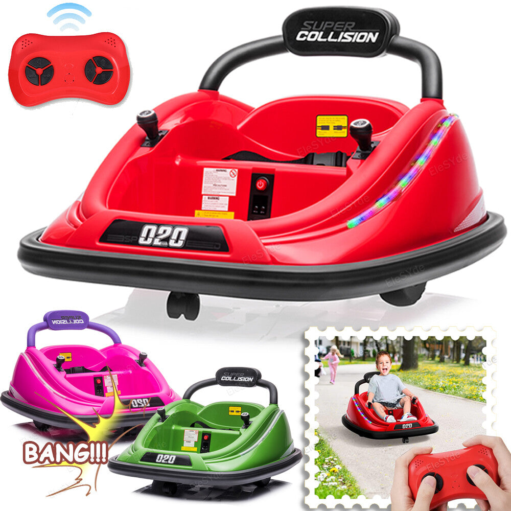 Revolving Remote Car 12V Kids Ride on Bumper Car 360° Spinning Electric Vehicle w/Remote ...