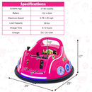 12V Kids Ride-On Bumper Car with Remote Control, Flashing LED Lights, and Music – Pink Magic Cars 2