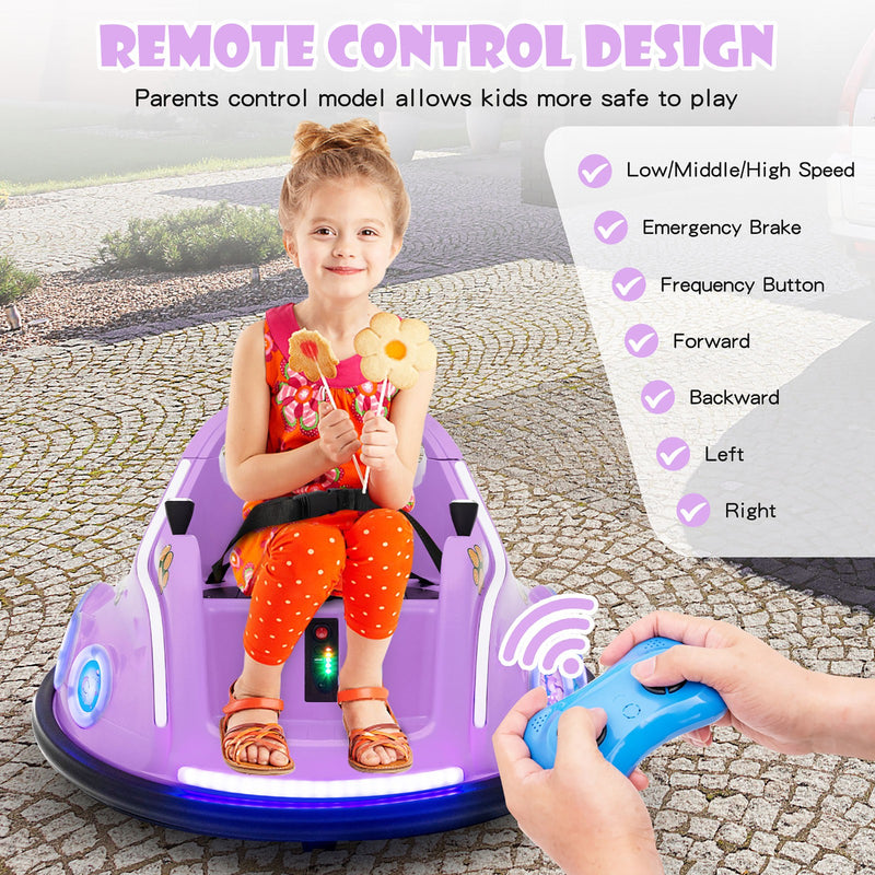 12V Kids Ride on Bumper Car Remote Control w/ Flashing LED Light ...