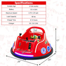 12V Kids Ride-On Bumper Car with Remote Control, Flashing LED Lights, and Music – Red Magic Cars 2