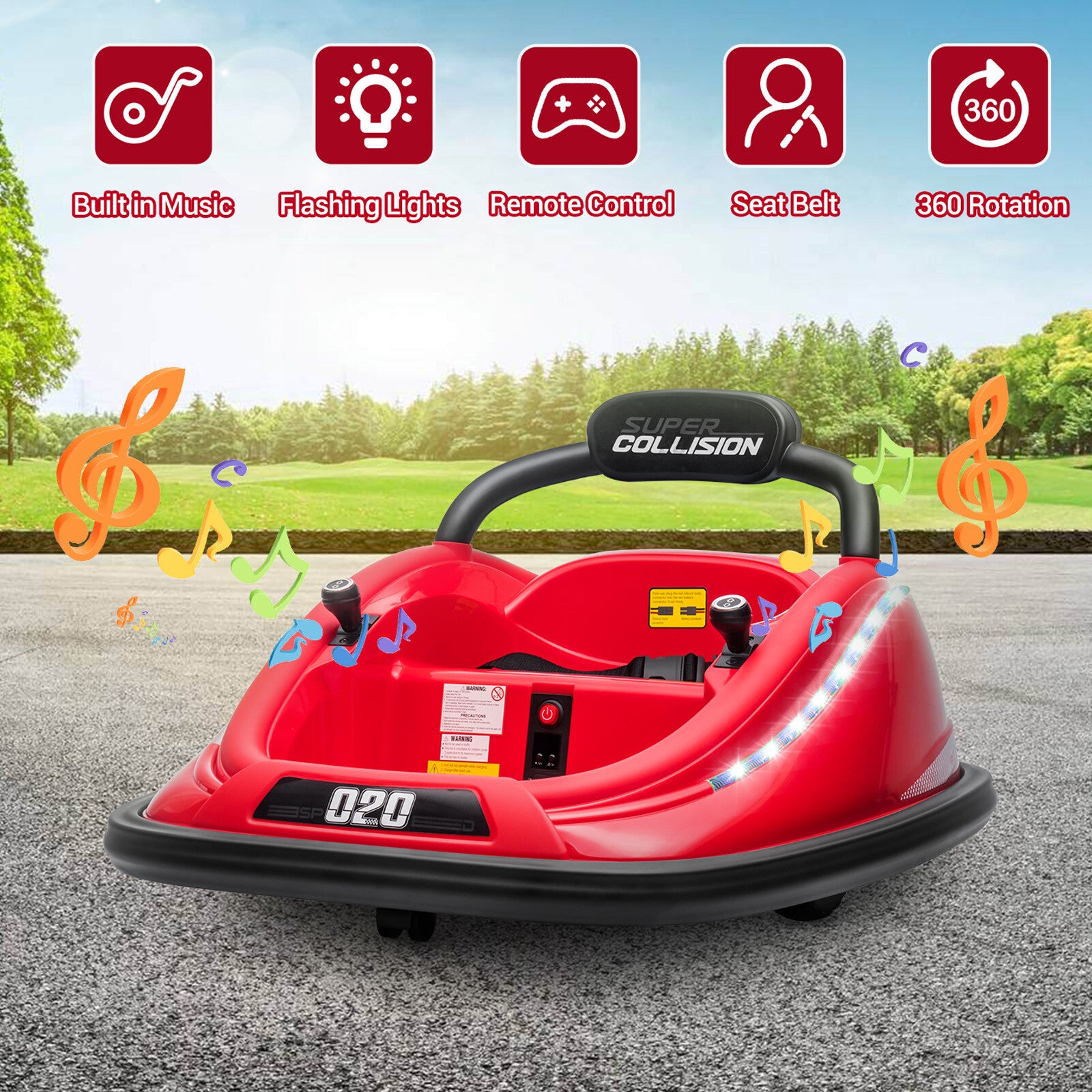 12V Kids Ride on Bumper Car Toddler Remote Control 360° Spinning Car ...