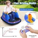 12V Kids Ride-On Bumper Car Toy with Remote Control and Flashing LED Lights for Toddlers - Blue Magic Cars 9