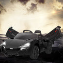 12V Kids Electric Ride-On Car with 2.4G RC, Lights, MP3, and Openable Doors – Black Magic Cars 2