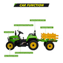 12V Battery-Powered Kids Electric Ride-On Tractor Toy with Trailer and LED Lights Magic Cars 11