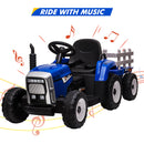 12V Battery-Powered Kids Electric Ride-On Tractor Toy with Trailer and LED Lights Magic Cars 4