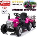 12V Electric Ride-On Kids Tractor with Trailer Rechargeable Toy Car and LED Lights Magic Cars 0