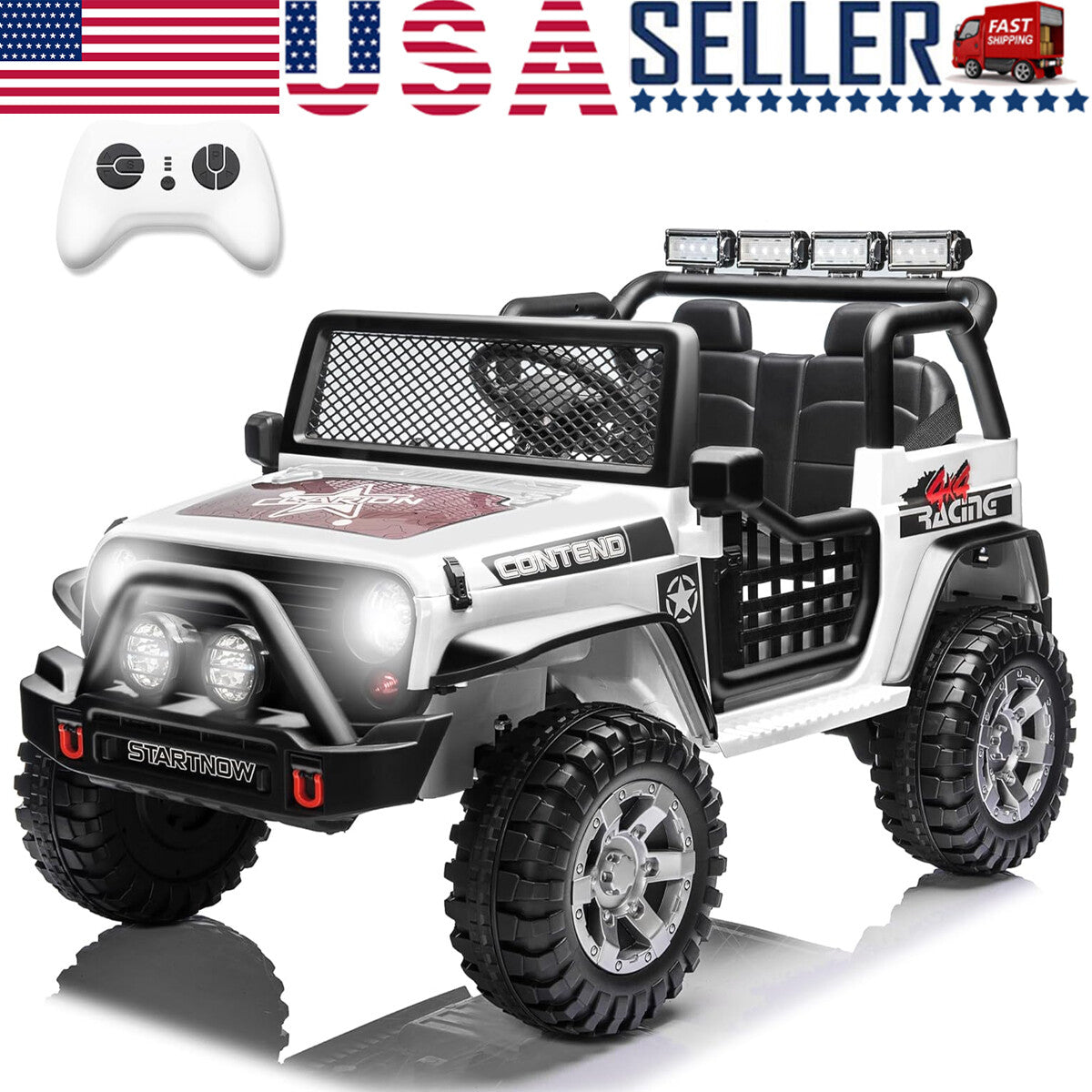 12V Kids Ride On Car Electric Vehicle Toy Truck Jeep 2-Seater w/ Remote ...