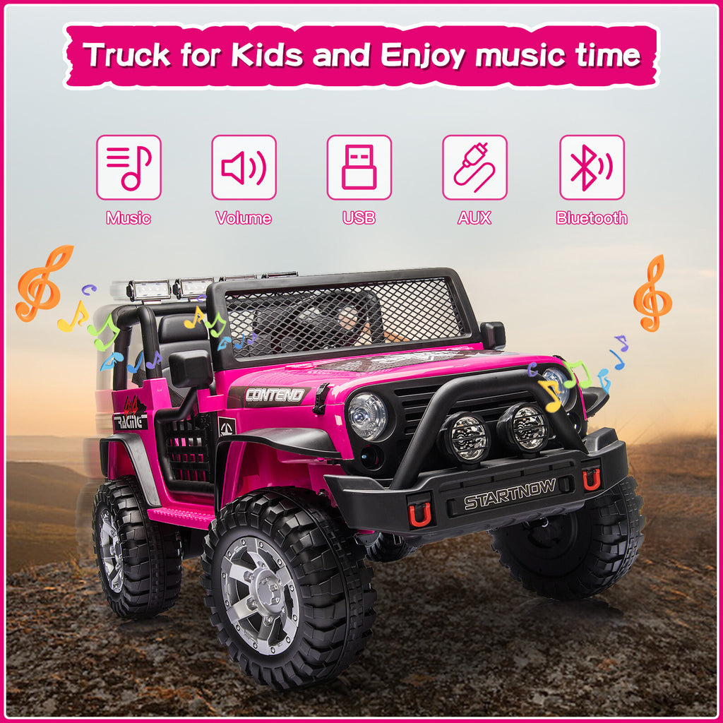 Remote Ride On Trucks 12V Kids Ride On Car Electric Vehicle Truck 2 Seats Off-Road Jeep ...