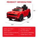 12V Electric Licensed Dodge Challenger Ride-On Car Toy for Kids Ages 3-8 Magic Cars 2