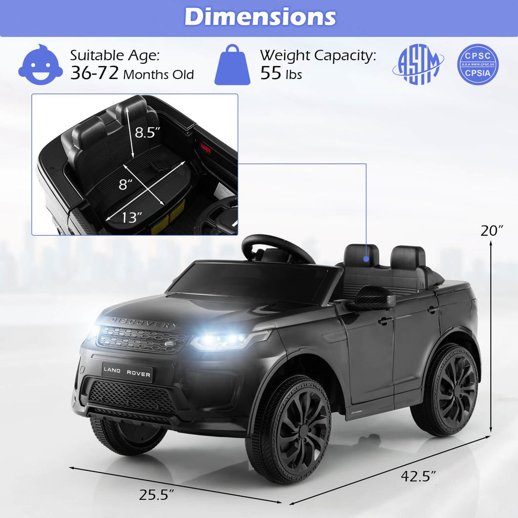 Land Rover Ride On 12V Kids Ride On Car Licensed Land Rover Electric Vehicle w/ Remote Control