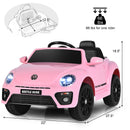 12V Kids Ride-On Volkswagen Beetle Car with Remote Control and Music Pink Magic Cars 1