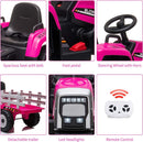 12V Kids Ride-On Battery-Powered Tractor Toy with Trailer and Music Magic Cars 7